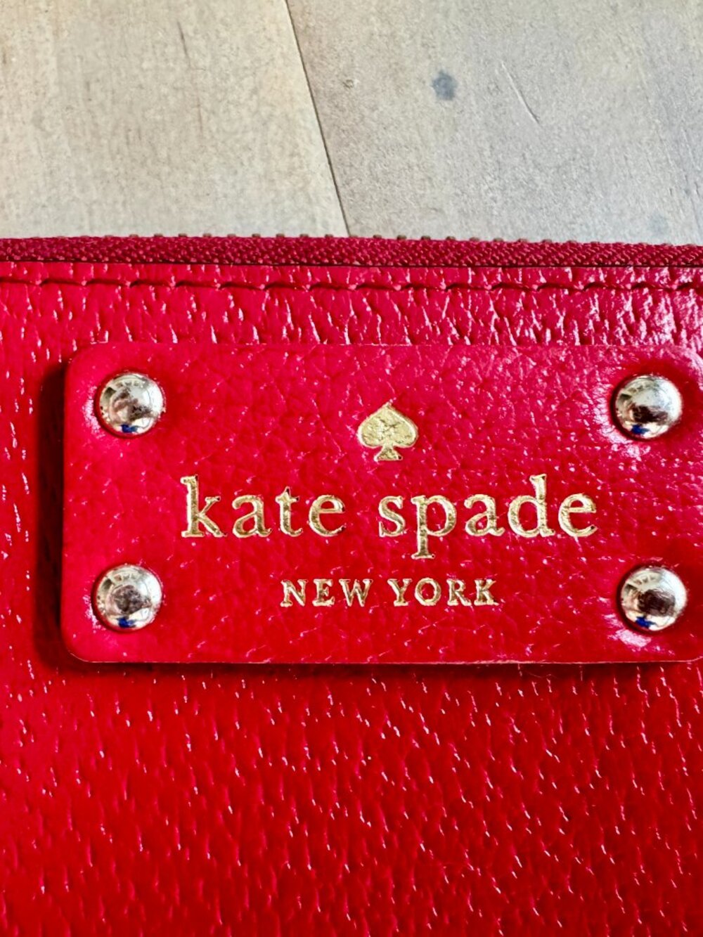 Kate Spade Wellesley Neda Zip-Around Wallet - Cherry Red Pebbled Leather - Picture 4 of 7